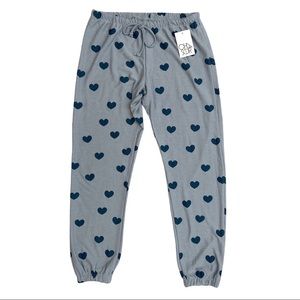 Chaser Sweatpants Lounge Jogger Blue Hearts Sz Med